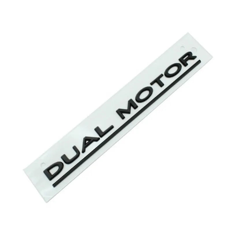 Tesla Model 3 Dual Motor bumper sticker in black and red on ABS plastic