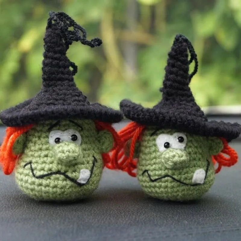 Plush hand-woven car hanging ornament in a cartoon design made from polyester