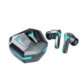 Black wireless Bluetooth sports headset with in-ear design and noise-cancelling technology