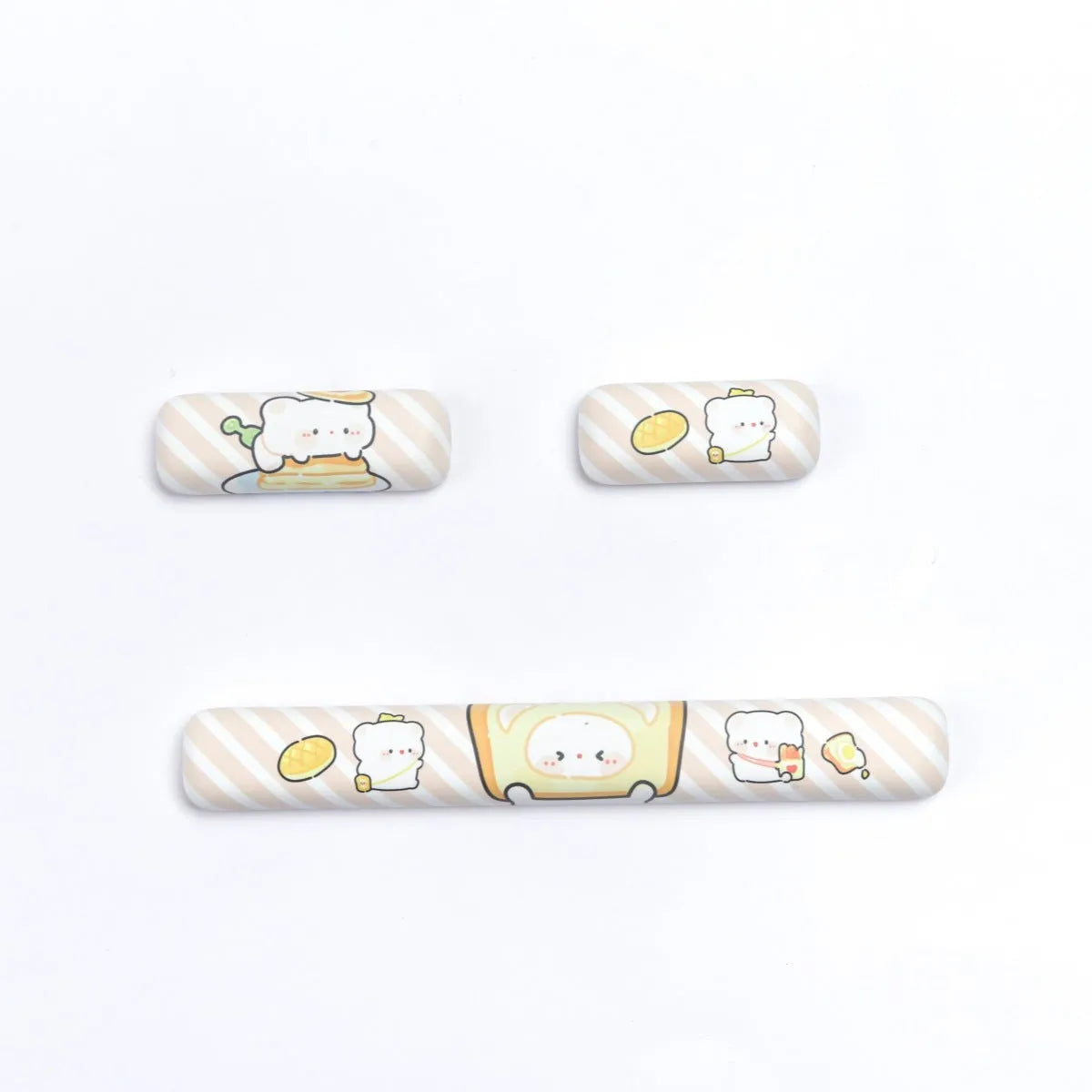MOG profile PBT keycap set with steamed bread and bear design, 143 keys laid out.