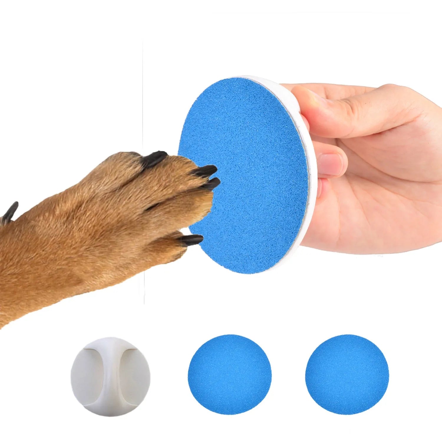 Square dog nail file board with replaceable sandpaper and ergonomic handle in multiple colour options