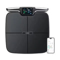 Black eight-electrode intelligent body fat and weighing scale for home use.