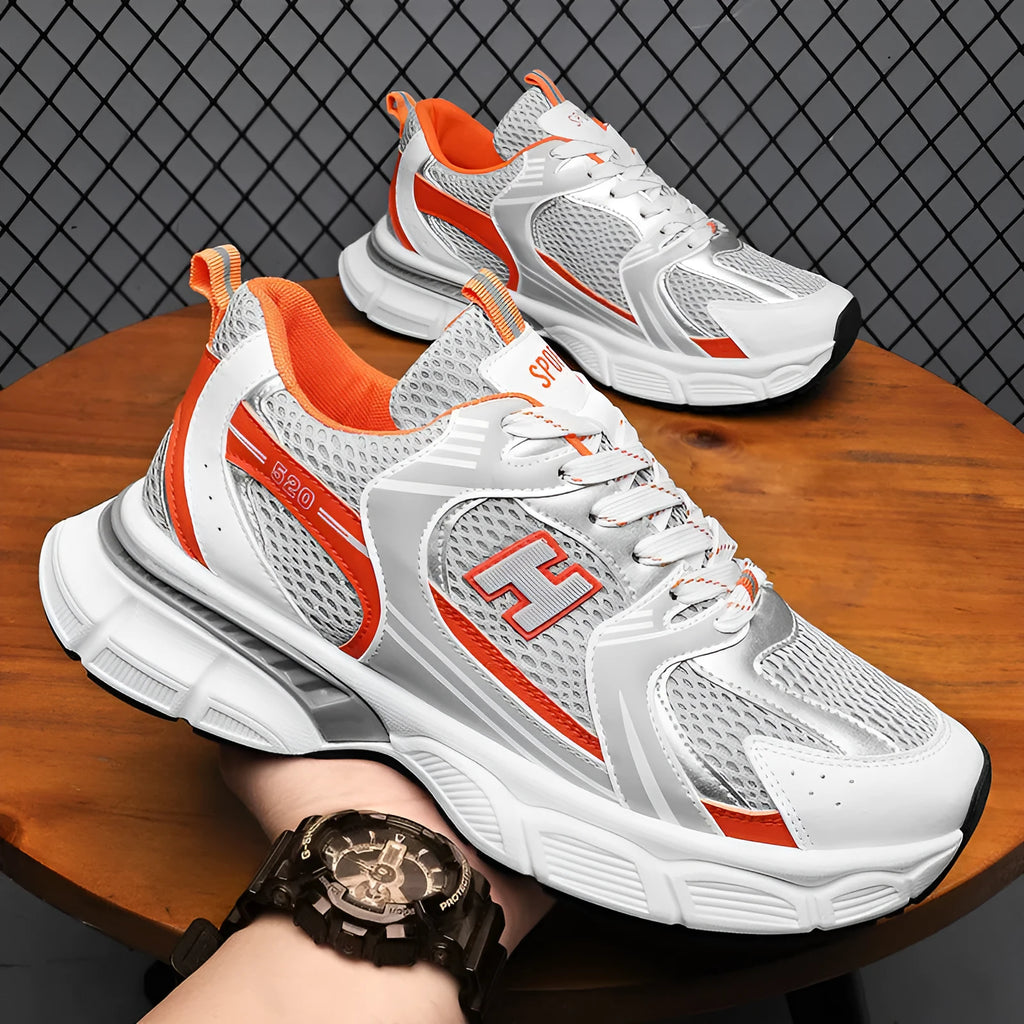 Men's mesh casual running shoes with injection moulded plastic sole in solid colours
