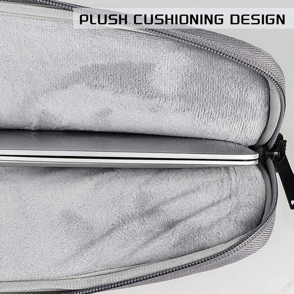 Water-repellent laptop carrying case in Black, with luggage strap and shoulder strap, for 13.3 to 15.6 inch laptops.
