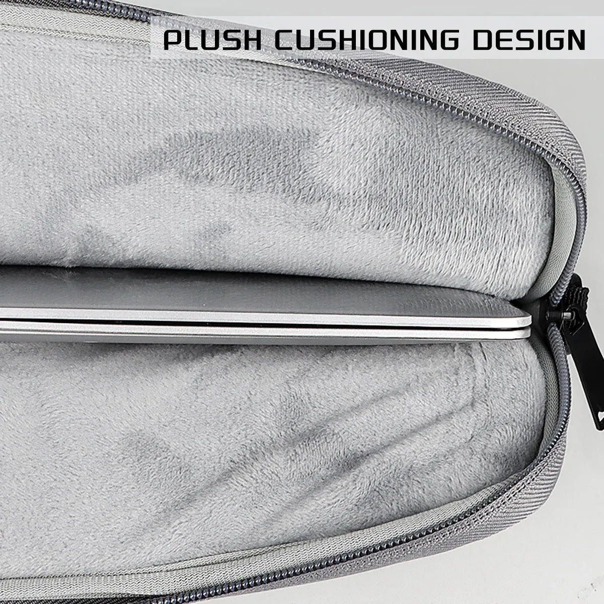 Water-repellent laptop carrying case in Black, with luggage strap and shoulder strap, for 13.3 to 15.6 inch laptops.