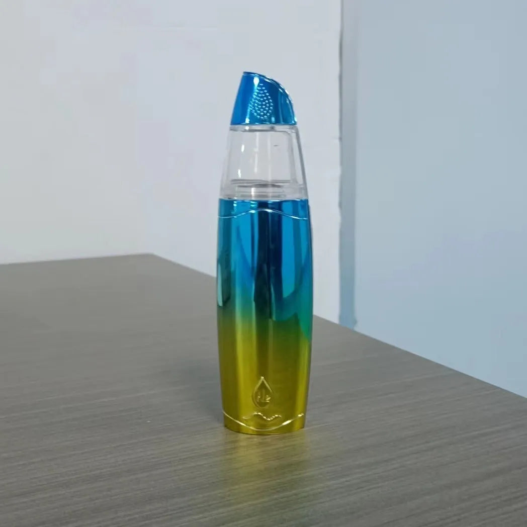 Peacock blue handheld USB rechargeable facial steamer with hydrogen-rich water spray