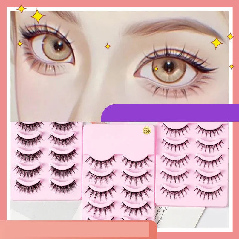 Manga false eyelashes set with three natural wispy styles for anime cosplay and Korean makeup