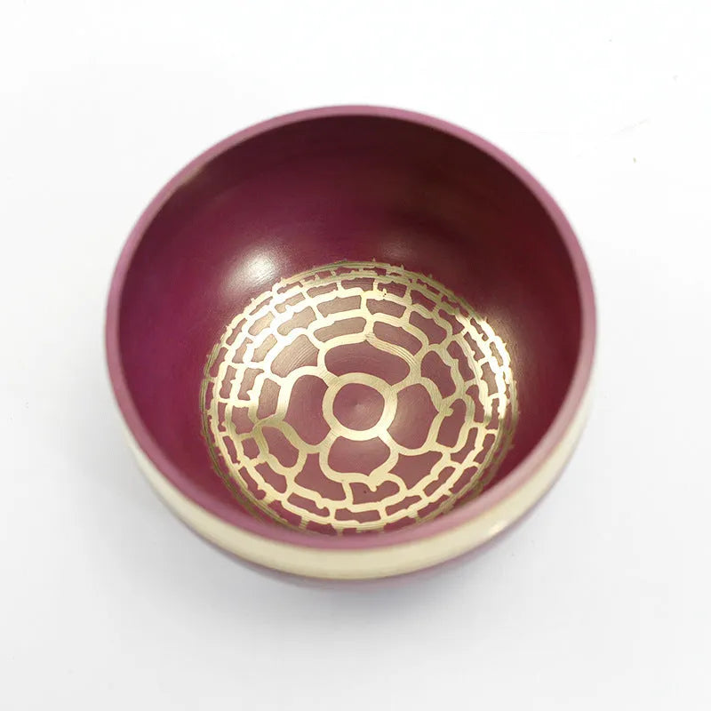 Handmade colourful Himalaya singing bowl 7.8cm diameter with mallet for meditation and sound therapy