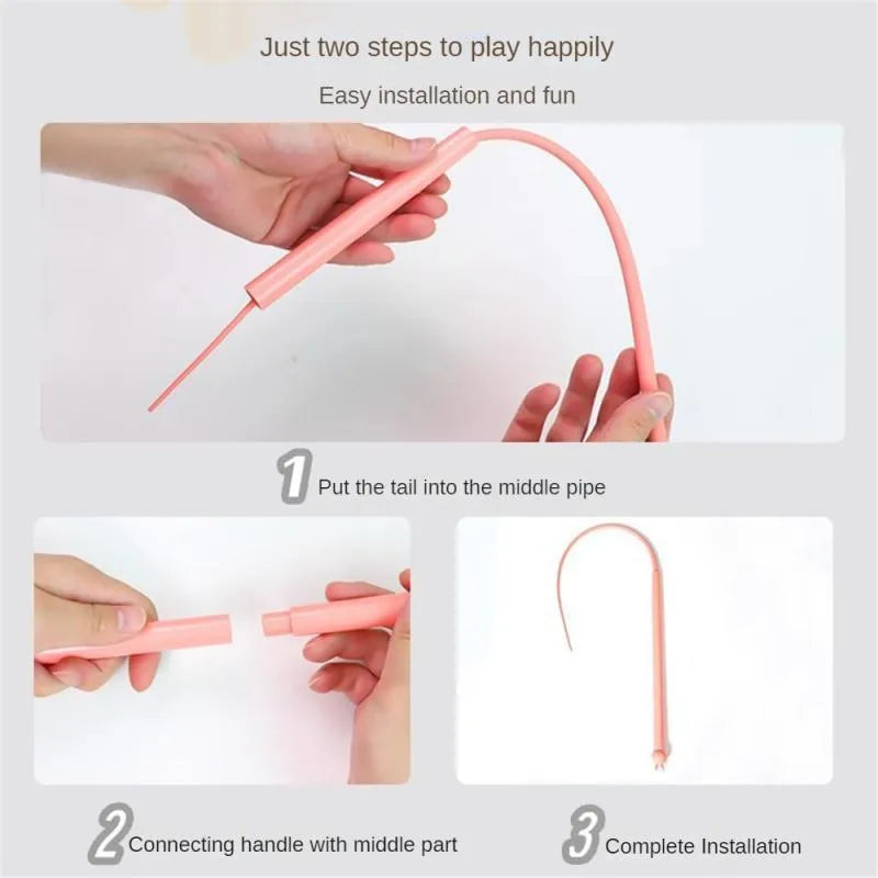 Blue simulated mouse tail cat teaser toy with silicone long tail measuring 80cm