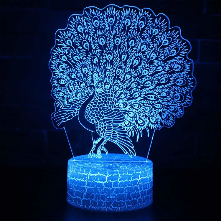 Acrylic 3D USB table lamp with colourful touch control on crackle design base