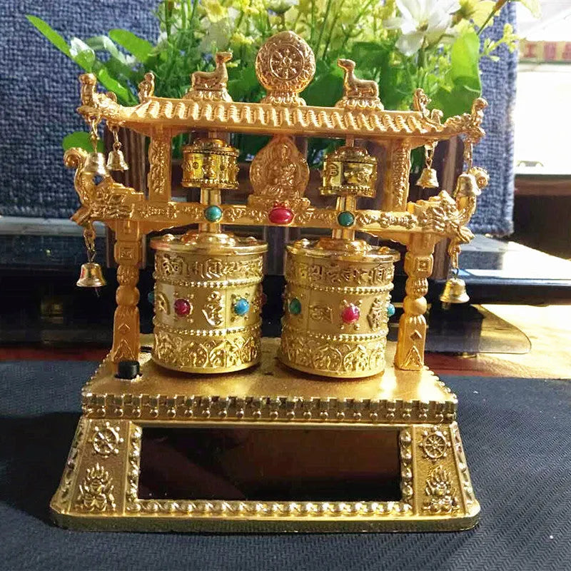 Traditional Chinese style alloy prayer wheel for car interior decoration