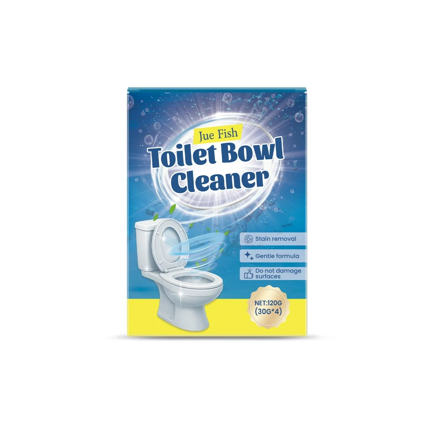 Toilet cleaning powder 120g pack containing four 30g sachets for bowl descaling and stain removal
