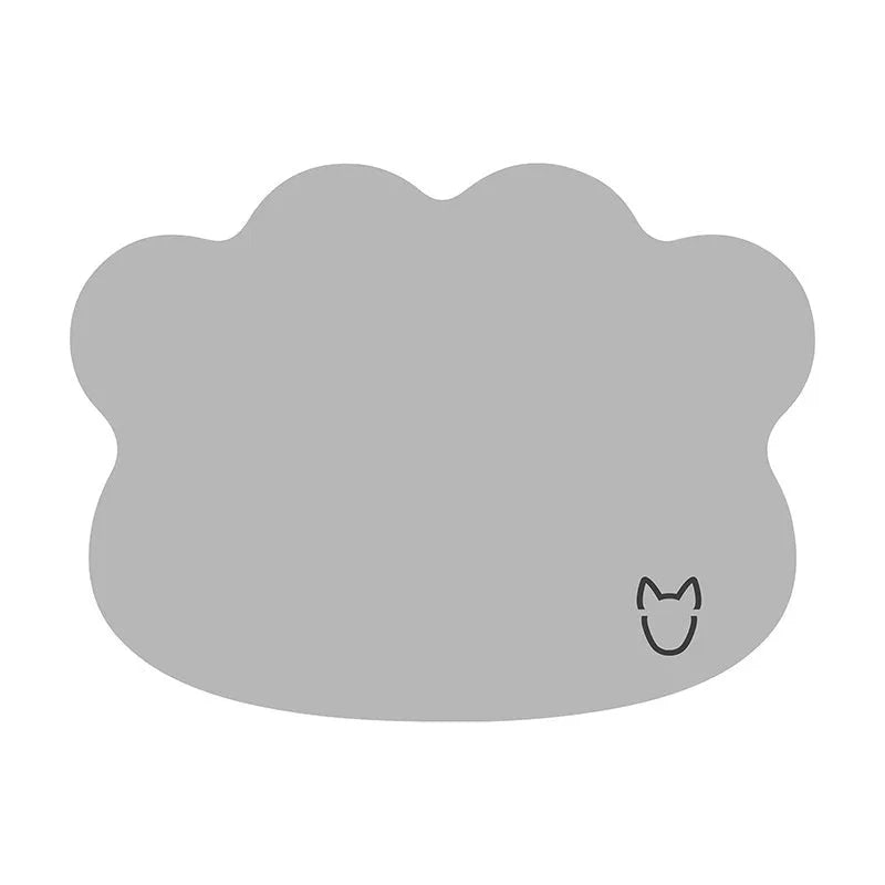 Dog head-shaped ice silk pet cooling mat on floor with non-slip base