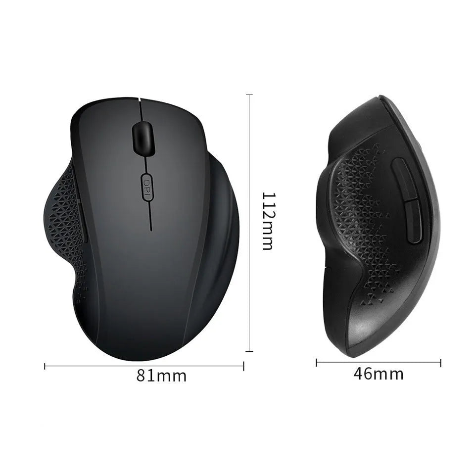 Black and grey self-charging wireless optical mouse for laptops with USB charging cable