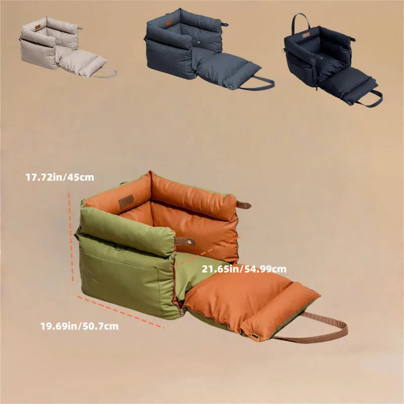 Waterproof dog pet nest with removable cover in grey colour showing M size dimensions