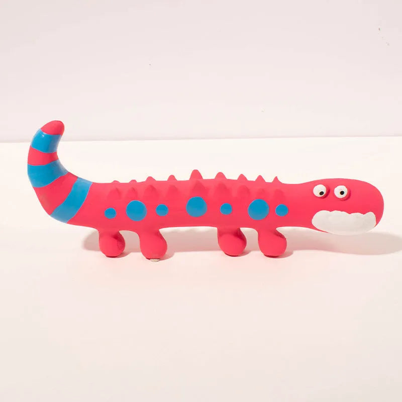 Green lizard-shaped dog chew toy with squeaker for aggressive small medium large breed dogs