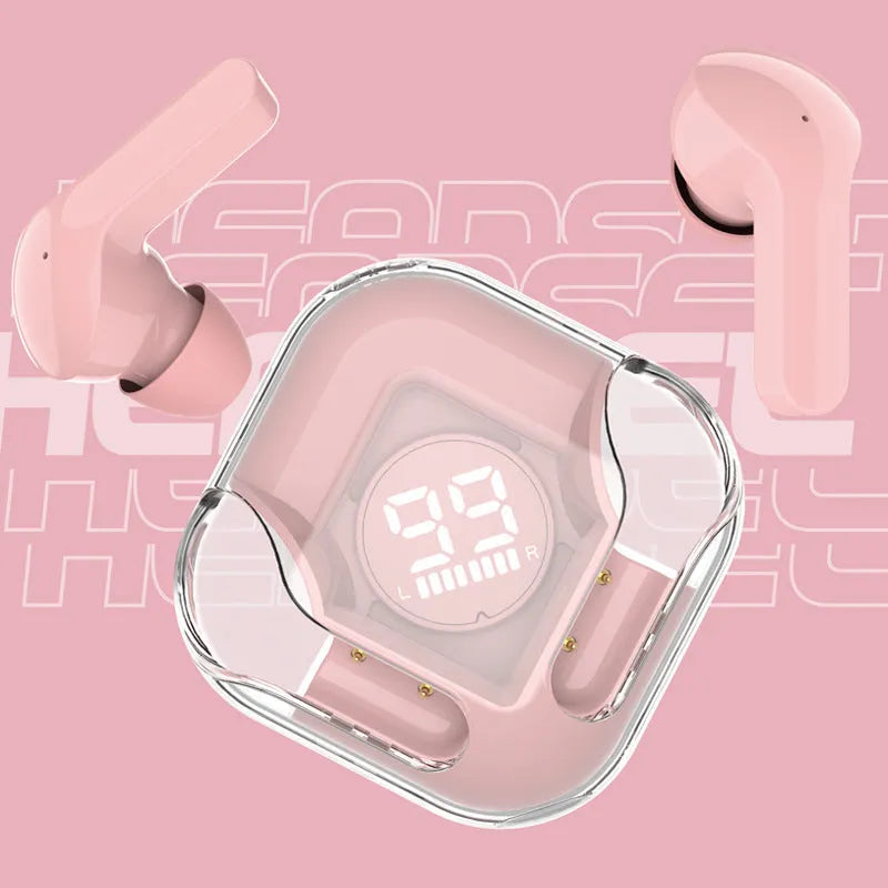 Wireless Bluetooth TWS headphones with transparent case in multiple colour options