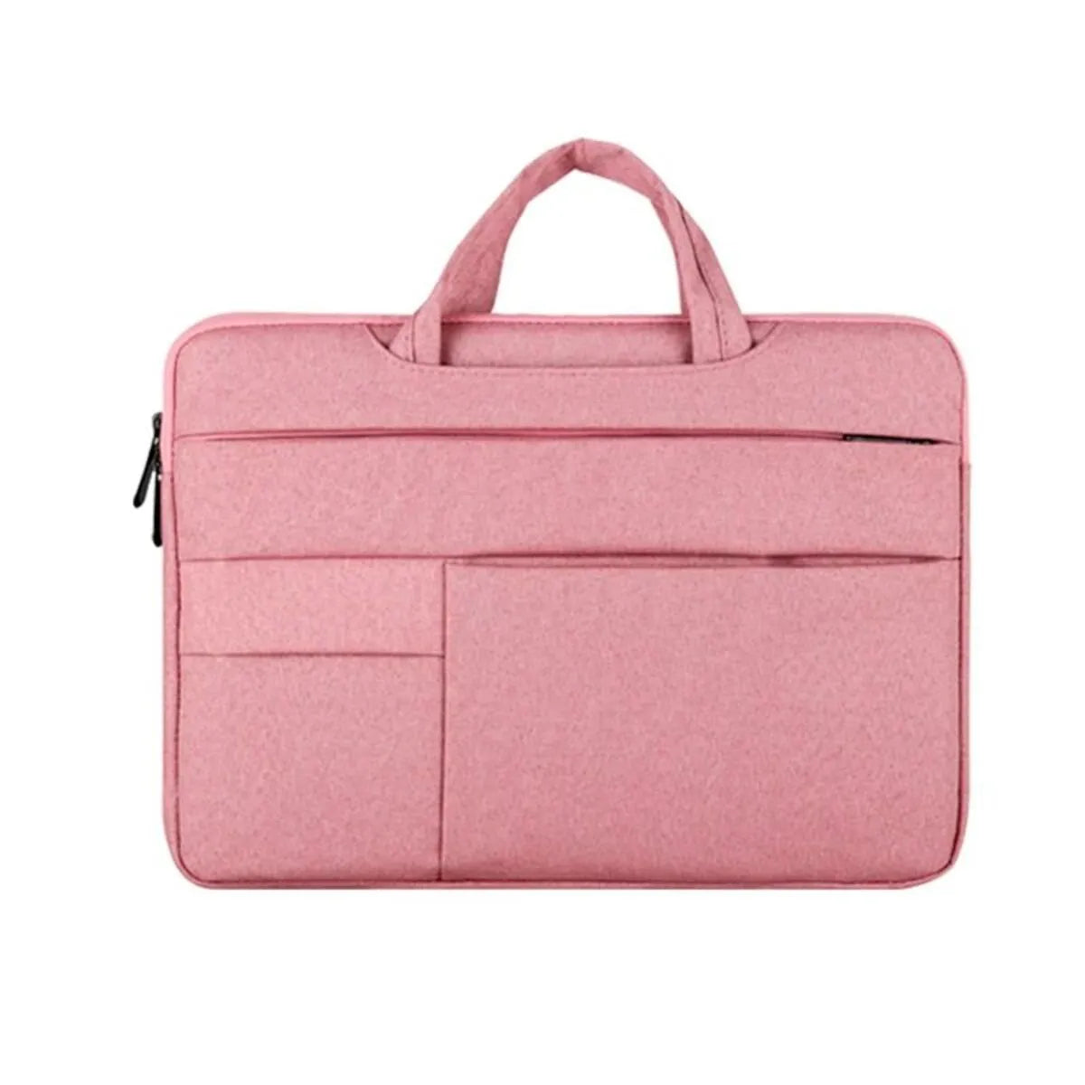 Water-repellent laptop carrying case in Black, with luggage strap and shoulder strap, for 13.3 to 15.6 inch laptops.