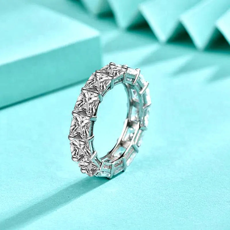 925 sterling silver full rhinestone zircon ring in geometric hip hop style for women