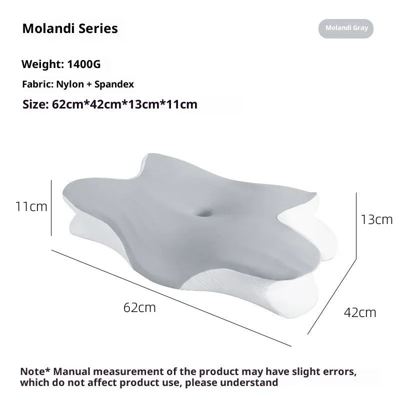 Memory foam butterfly pillow slow rebound in volcanic ash 62x42x11/13cm for neck support