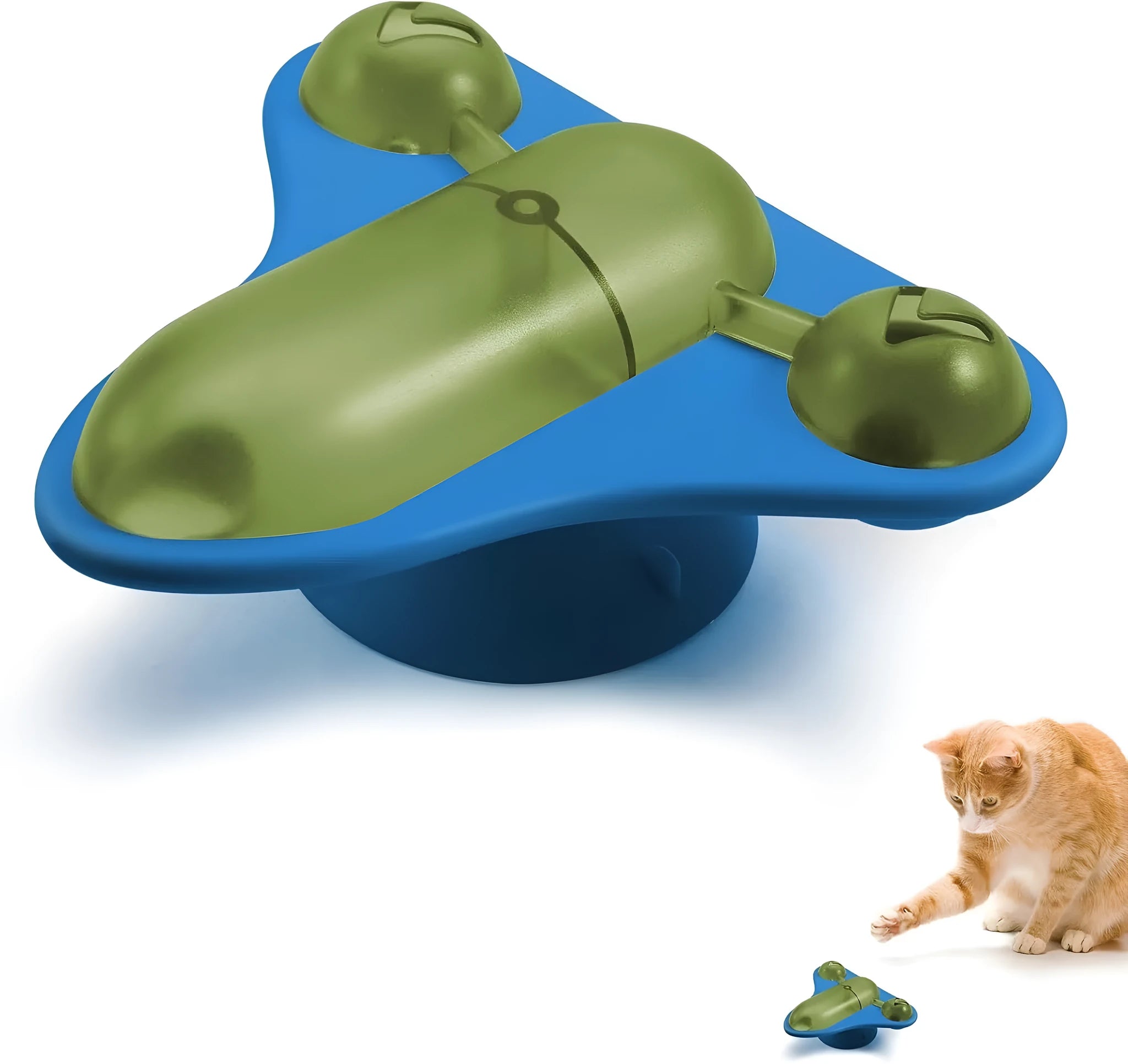 Interactive pet puzzle feeder toy with bell, catnip compartment and airplane-shaped snack cabin