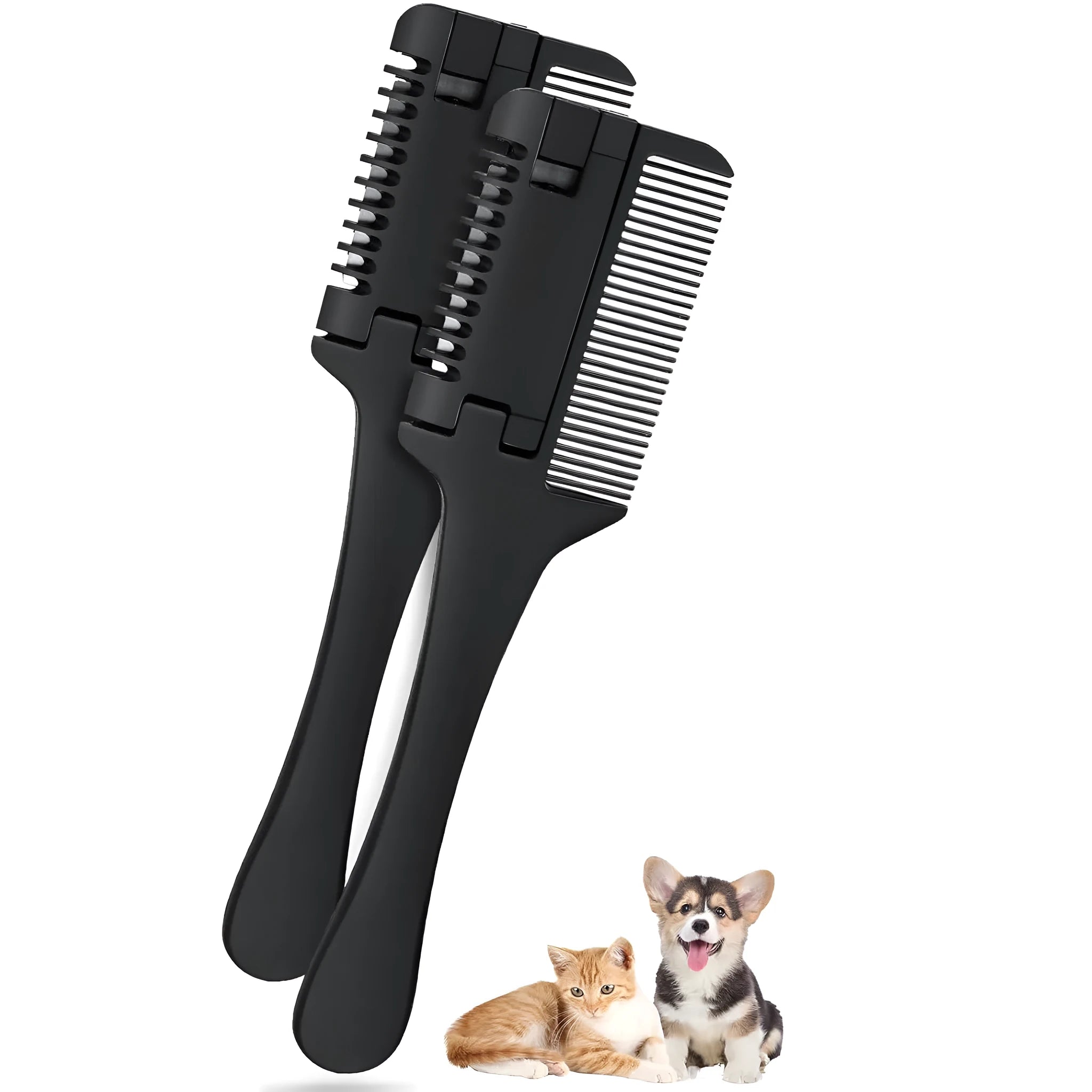 Pet razor comb with trimming blades and detangling teeth for dog cat grooming