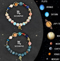 Two natural stone beaded bracelets with adjustable cords, presented as a zodiac sign bracelet set.