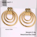18K gold plated stainless steel geometric circle earrings for women gold colour