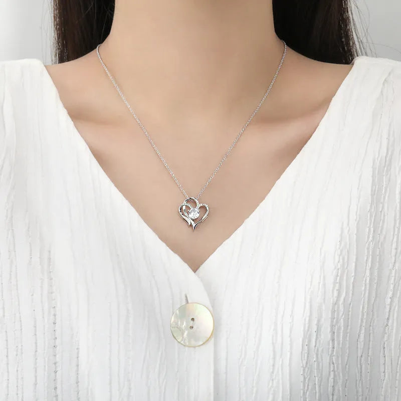 Women's heart-shaped necklace in 925 silver with rose gold, white gold, and yellow gold colour options
