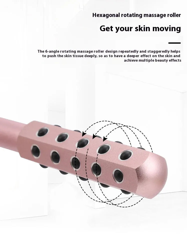 Purple handheld beauty massage roller with germanium particles for facial treatment