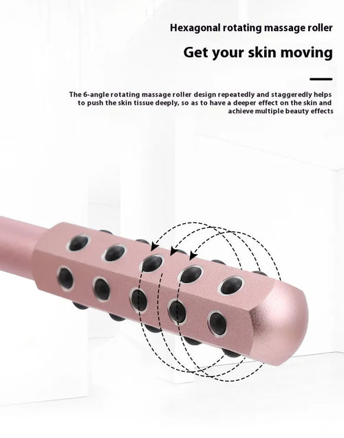 Purple handheld beauty massage roller with germanium particles for facial treatment