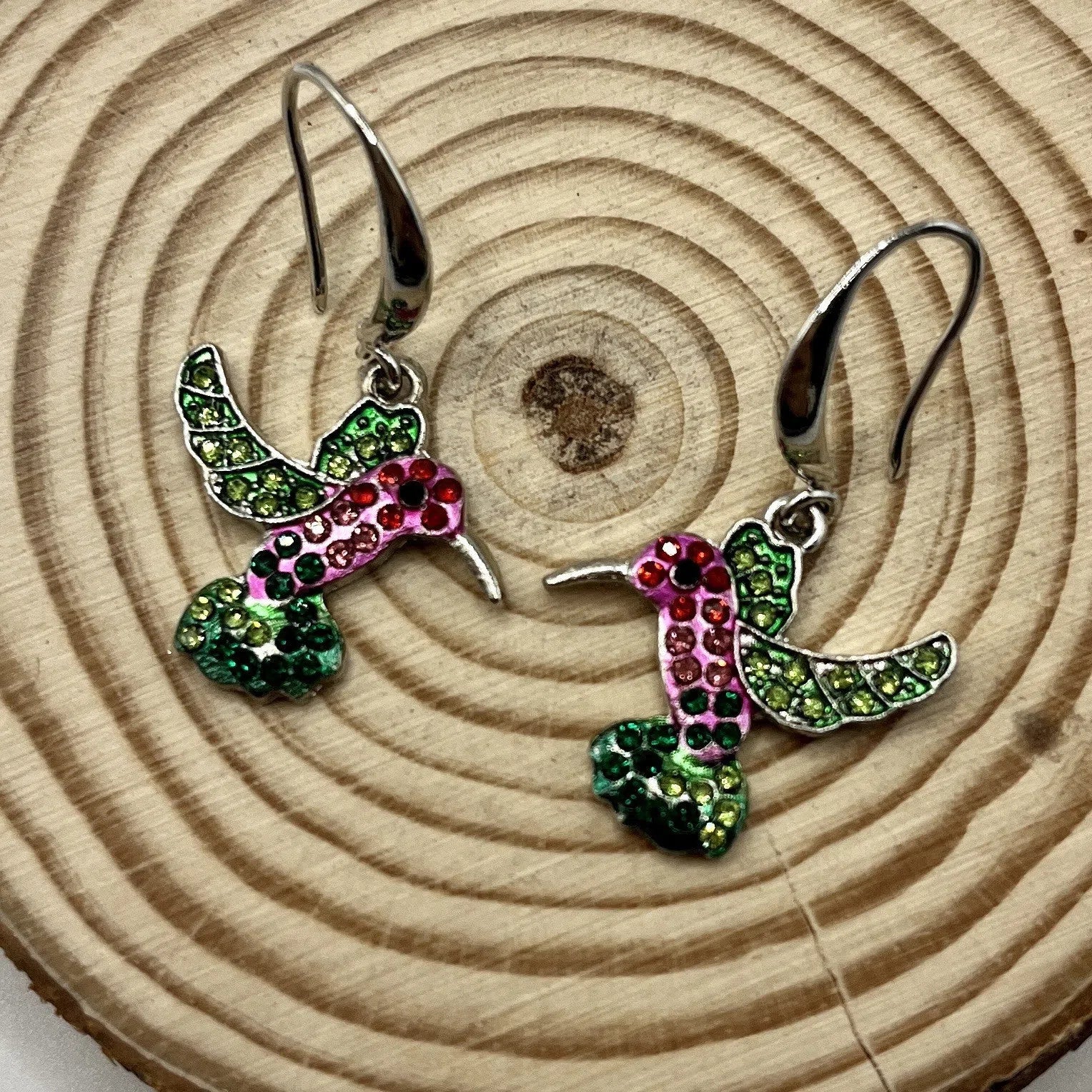 Hummingbird shape colourful alloy earrings electroplated animal pattern women's fashion jewellery
