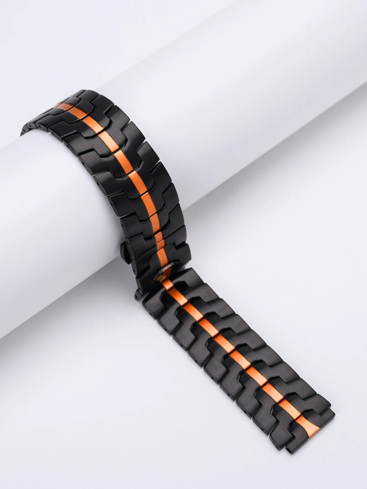 Stainless steel metal watch band for Samsung Galaxy Watch showing colour options on a watch case