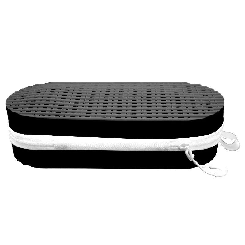 Silicone hard-shell glasses case with long hand in various colours including rose red light purple and black.