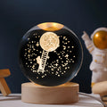 Starry sky luminous crystal ball on wooden base with USB power cord