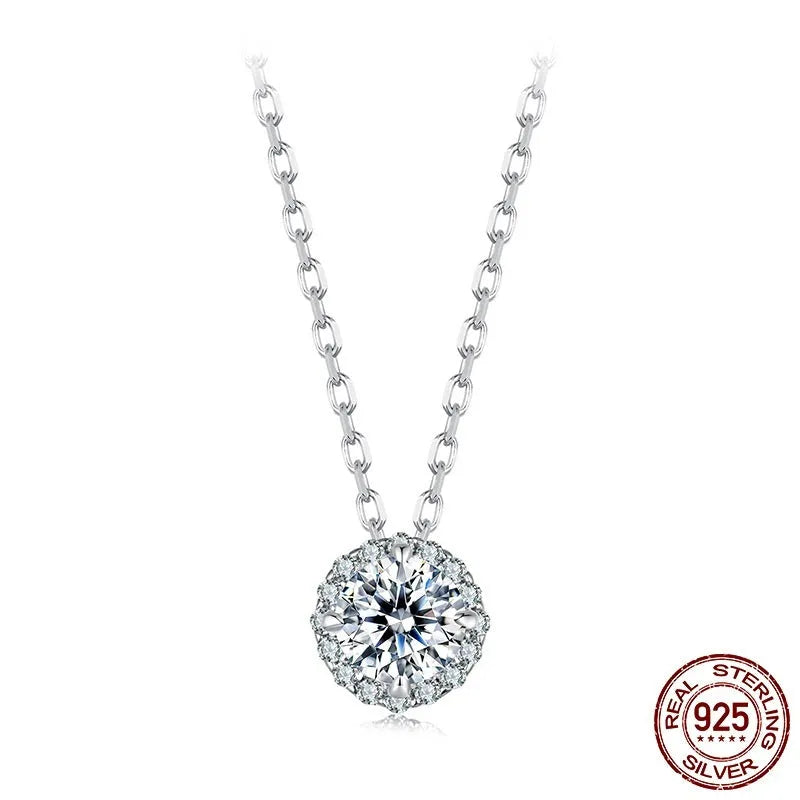 S925 silver clavicle chain necklace with adjustable 21-50cm length and electroplated silver finish on white background
