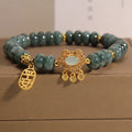 Women's natural green emerald jade abacus bead bracelet with metal alloy safety lock clasp