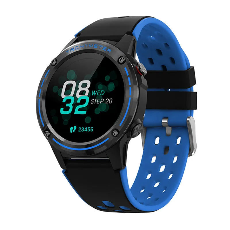Smart watch with 1.3-inch screen and silicone wrist strap showing fitness tracking interface