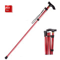 Aluminum folding walking cane extended to show adjustable shaft and rubber tip