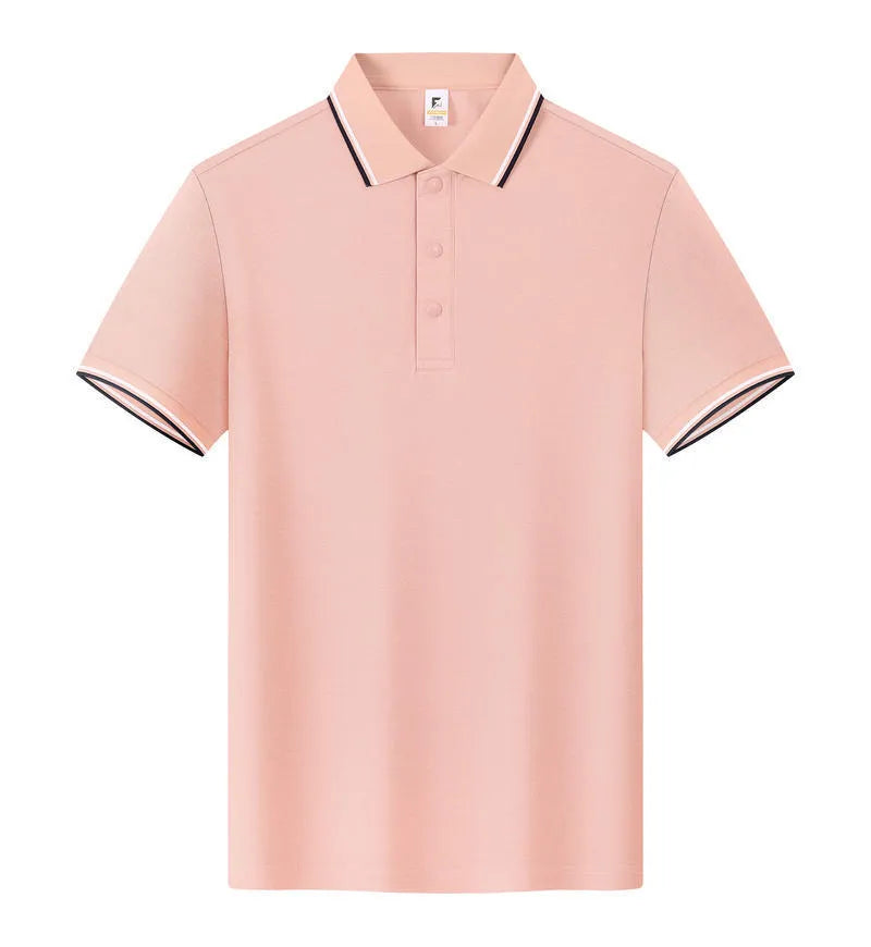 Lapel work short sleeve t-shirt in long-staple cotton, straight fit, white colour option