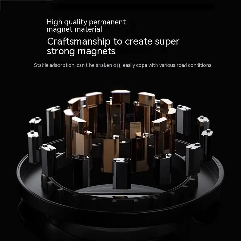 All-metal foldable magnetic car phone mount for dashboard in Qian colour.