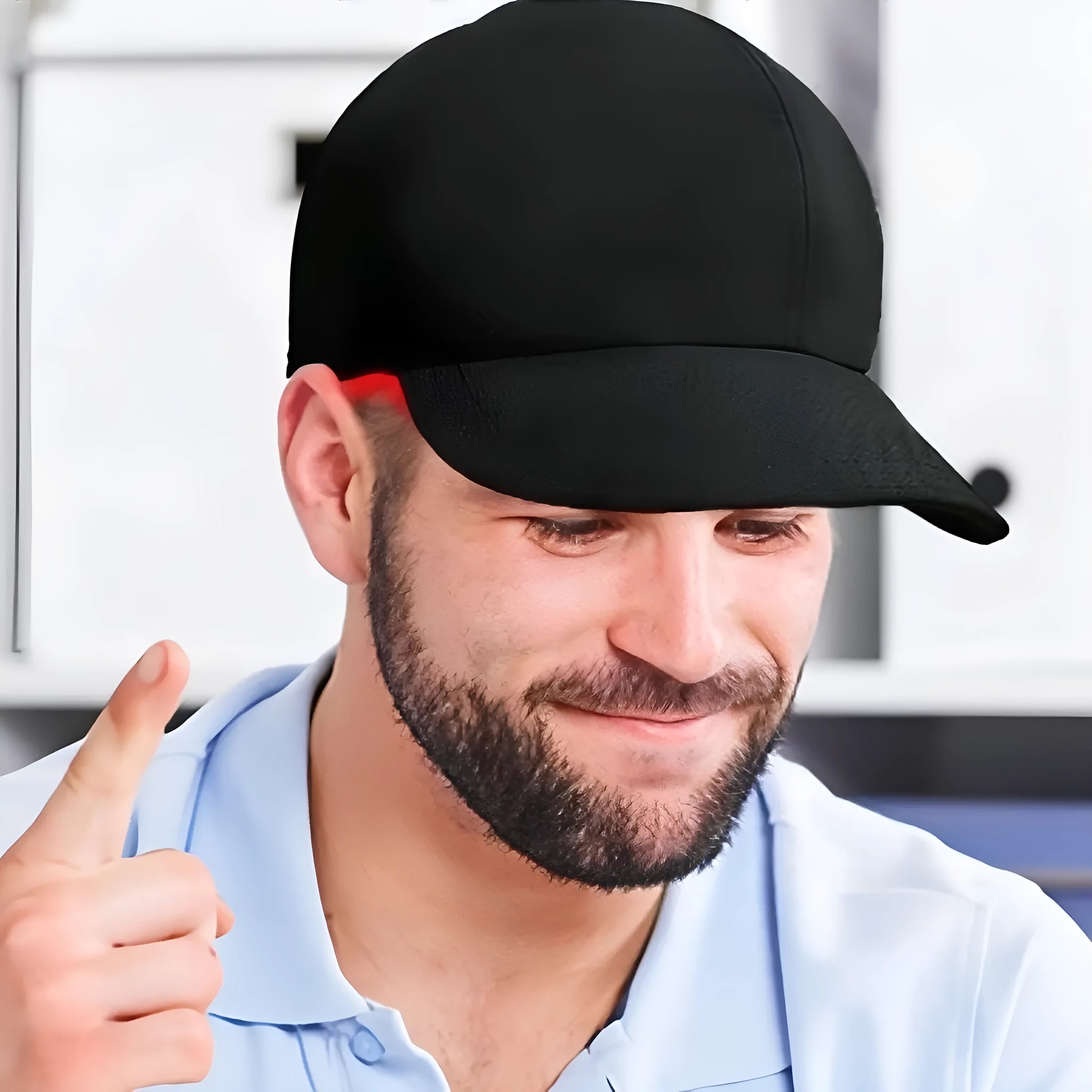 Black duckbill infrared hair growth cap with LED lights for red light therapy