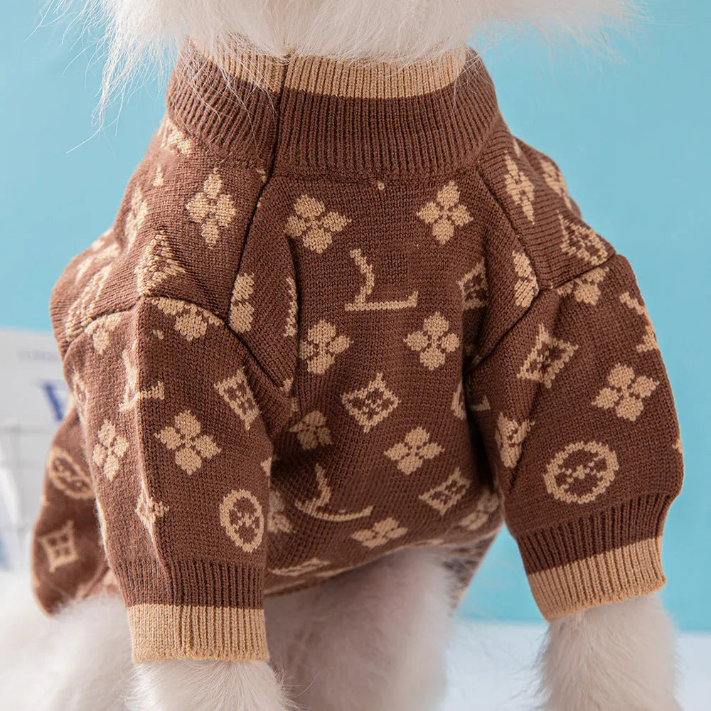 Wool dog sweater for winter in monochrome or two-tone colours available in six sizes