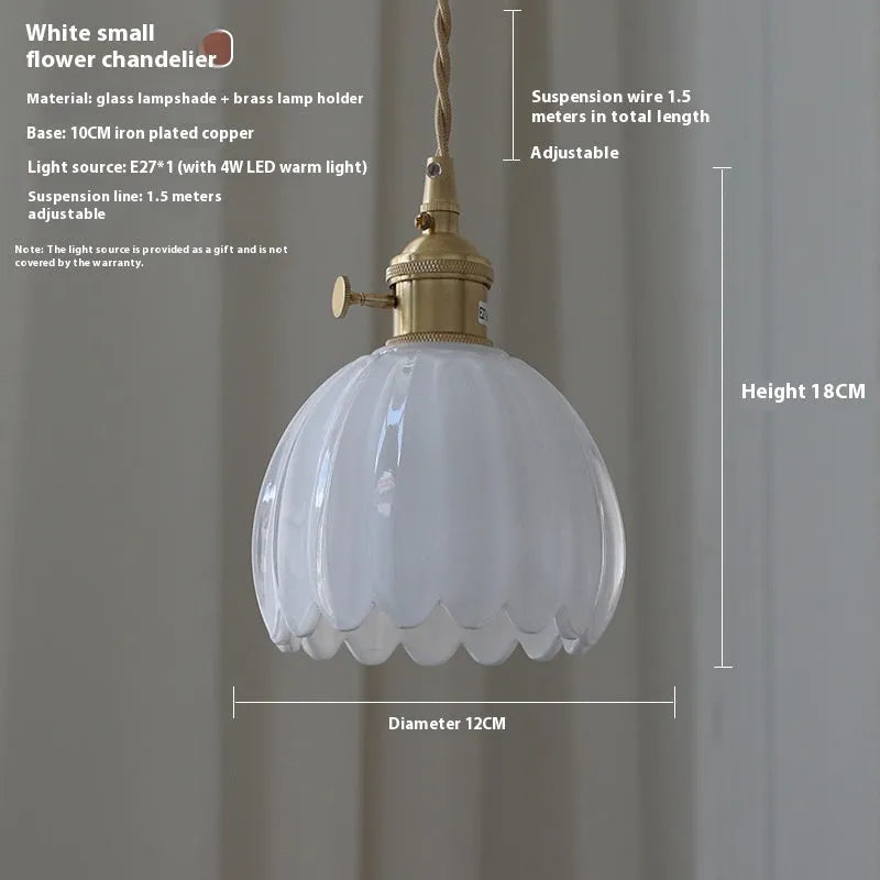 Vintage glass flower chandelier with Nordic design in amber, white, green, transparent or smoky grey colours