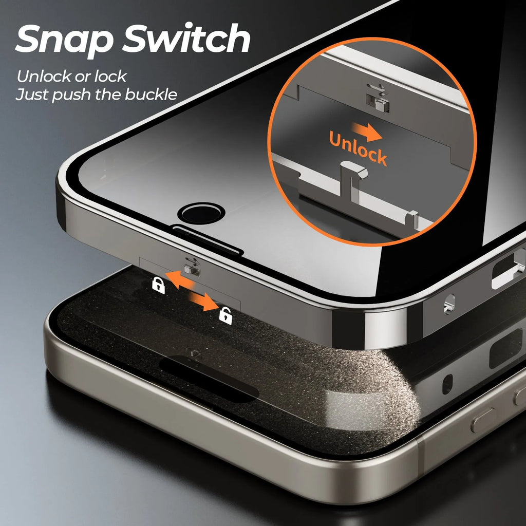 Magnetic snap closure silicone phone case for iPhone, dual-sided lens, anti-peeping screen, gold colour