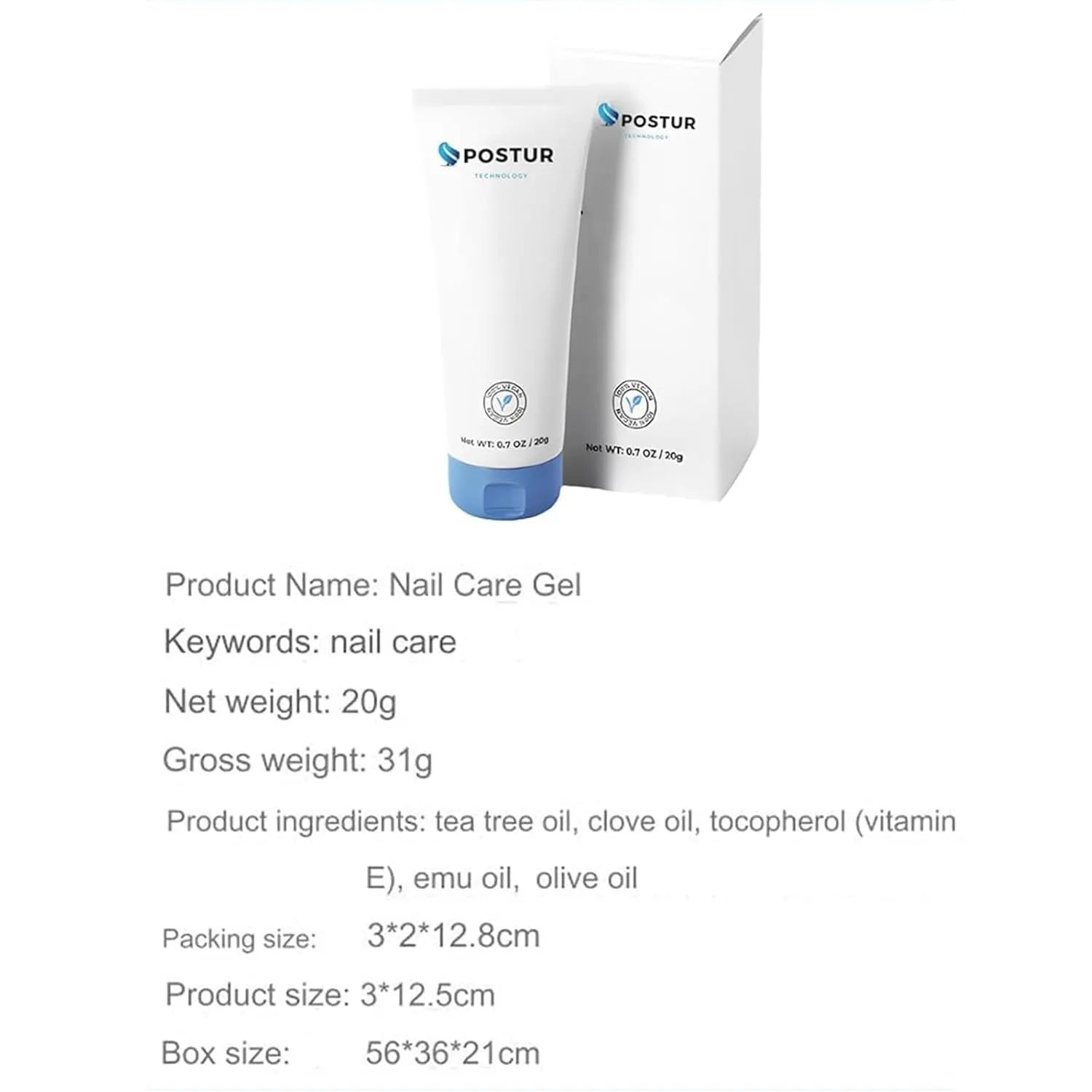 20g nail gel beauty tool with compact 3x2x12.8cm dimensions for manicure applications