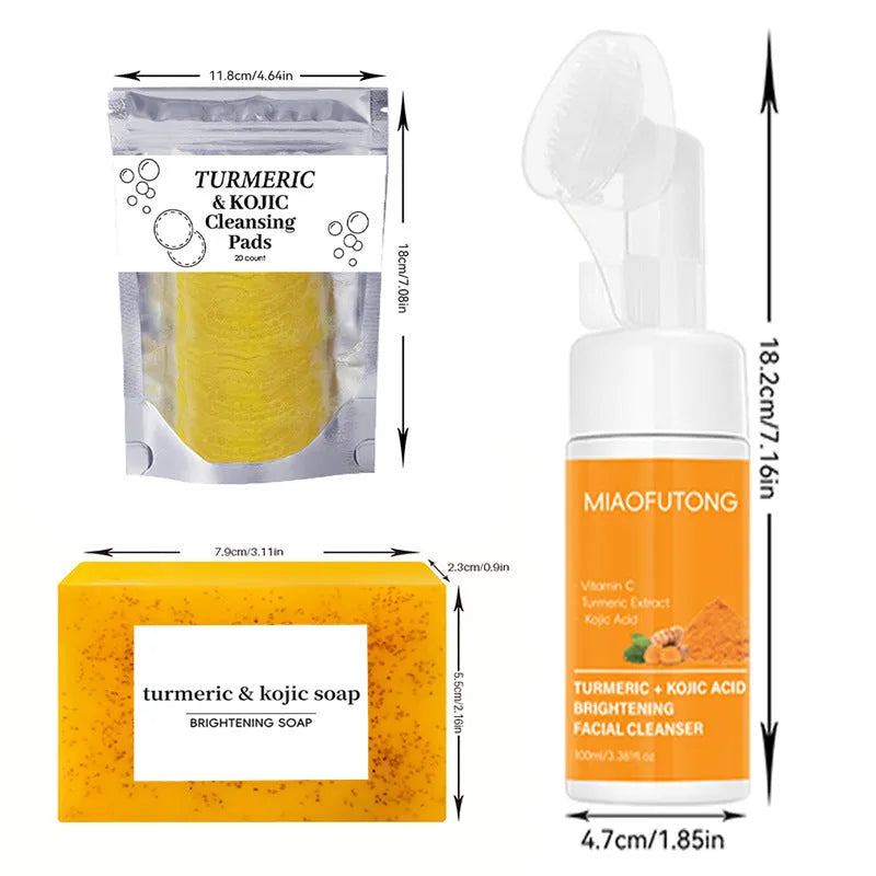 Turmeric Cleansing Mousse Facial Cleaning Pad set with 30 pads and ginger soap products