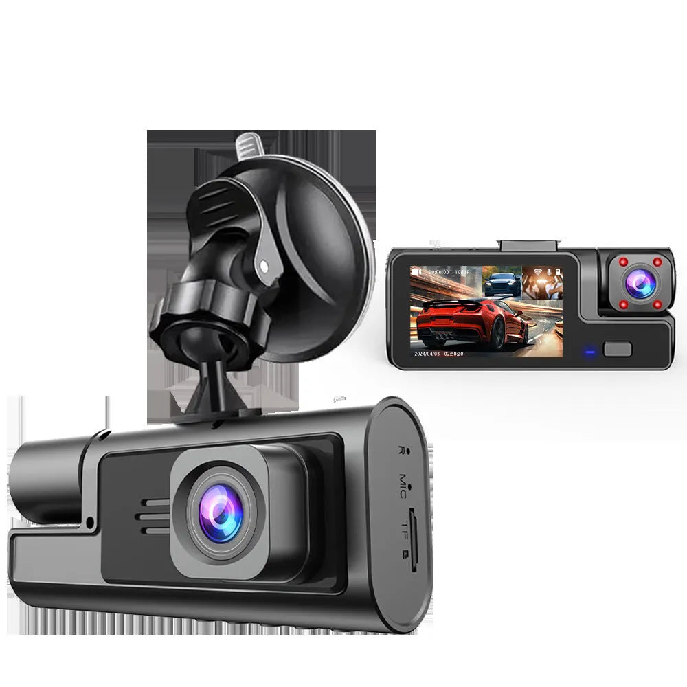 Wifi car driving recorder with 2.0 inch screen showing reversing camera display on dashboard