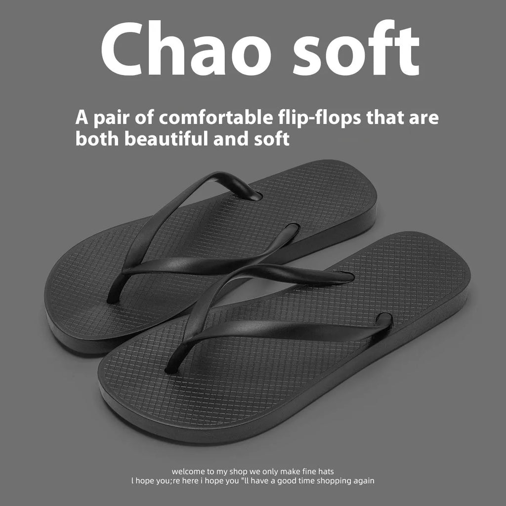 Foldable casual slippers with a hollow-out plastic upper and non-slip PVC sole in black colour.