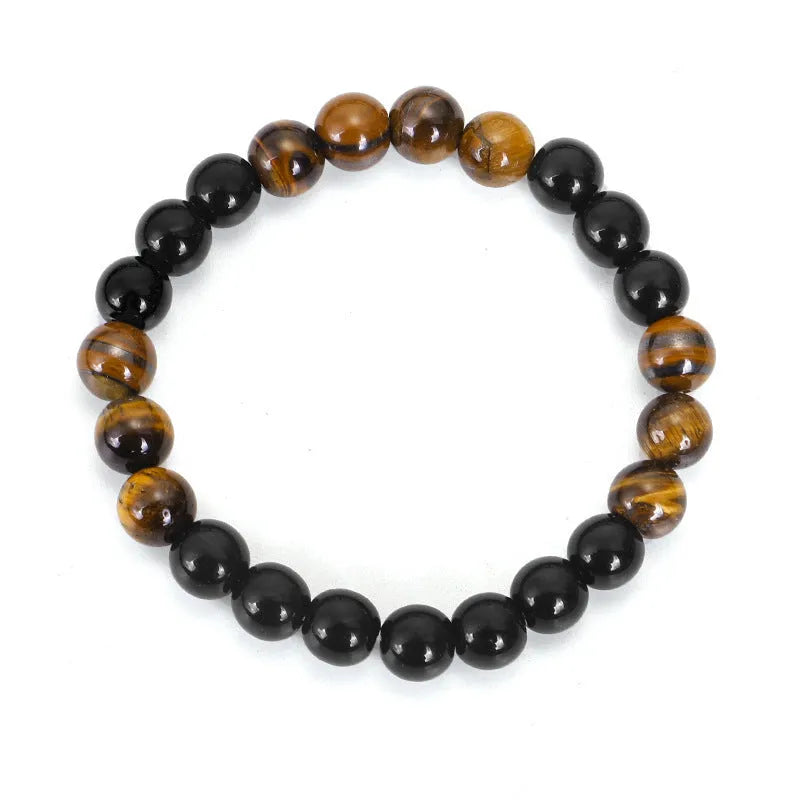 Tiger eye stone tassel pendant on ball bead chain necklace with 81cm length